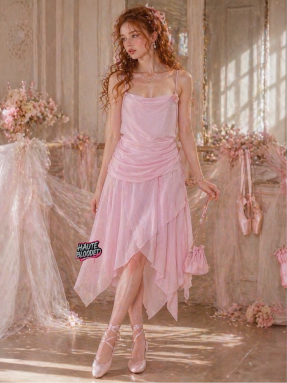 Vintage 90’s Fashion Bug Dress Pink Ballet Fairy y2k Coquette Soft Girl Kawaii